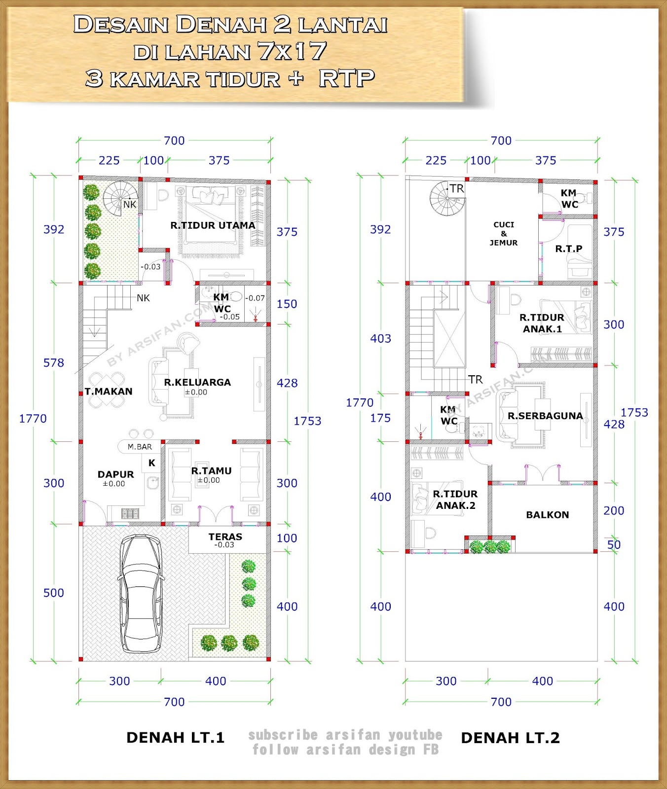 Kumpulan Denah Rumah 2 Lantai Arsifan Design