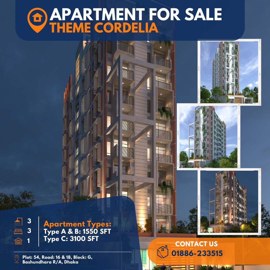 1550 SFT and 3100 SFT Apartment for Sale in Bashundhara R/A G Block, Dhaka | Flat for Sale in Bashundhara Residential Area