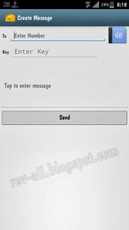 Membuat sms baru aplikasi SMSCrypto android - rahasiakan isi sms dengan enkripsi dan kata kunci (rev-all.blogspot.com)