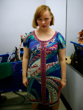Ugly print dress, thrift store find, Adventures in the Past blog
