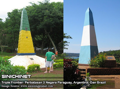 Triple Frontier yakni sebuah persimpangan perbatasan  Triple Frontier- Perbatasan 3 Negara Paraguay, Argentina, Dan Brazil