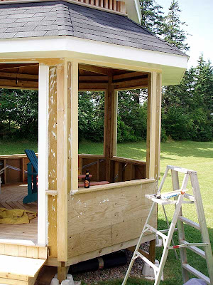  The final bit of construction prior to adding the siding was the window casing and now that is all done, too.