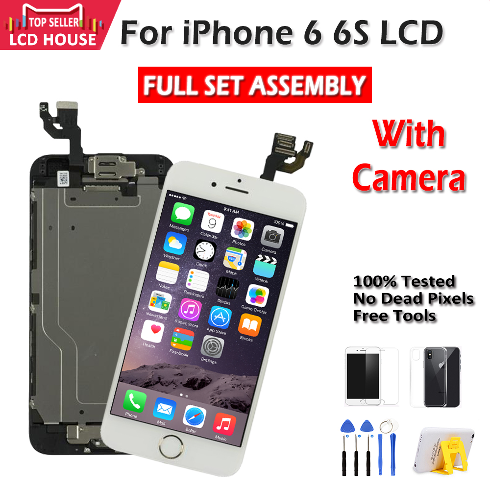 Full Get together LCD Screen For iPhone 6 6S LCD Show Supplanting Contact Screen Digitizer Get together with Front Camera+Home Catch