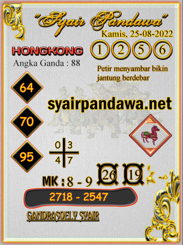 Syair Pandawa SGP Kamis 25-08-2022