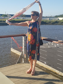 summer spaghetti floral dress/sandals/vintage scarf