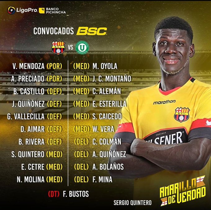 Convocados de BSC - Fecha 3 de LigaPro 