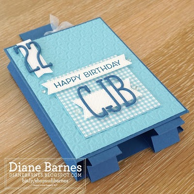 Handmade 3d interactive fun fold suitcase card designed by Di Barnes - made with Stampin Up Alphabet A La Mode dies, Basics embossing folder and Artistically Inked stamp set. #colourmehappy - stampinupcards - cardmaking - fancyfoldcards - Stampinupaustralia