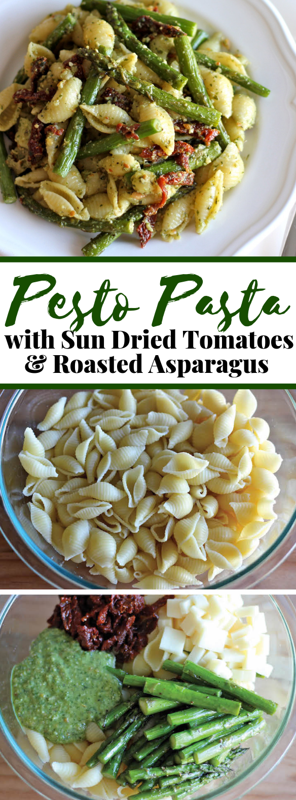 PESTO PASTA WITH SUN DRIED TOMATOES AND ROASTED ASPARAGUS #vegetarian #easyrecipe