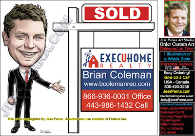 Execuhome Sold Sign Caricature Real Estate Ad