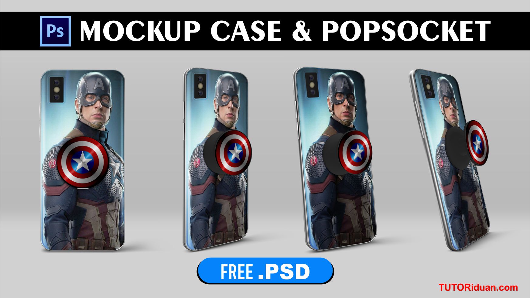 Free Mockup Case dan PopSocket HP Photoshop (Free PSD) - TUTORiduan.com