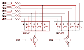 2 Seven Segment Display[SSD] Multiplexed by 9 Arduino Pins