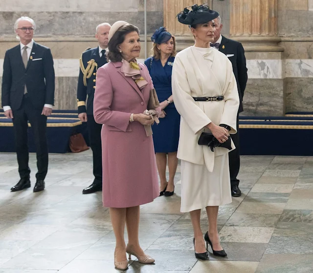 Princess Sofia wore a lemon Elinor dress by Andiata. Suzanne Innes-Stubb and Queen Silvia. Crown Princess Victoria