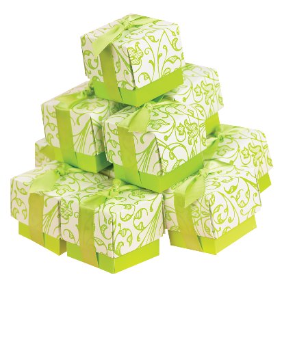 Wedding Accessories - Favor Boxes with Green Floral Pattern