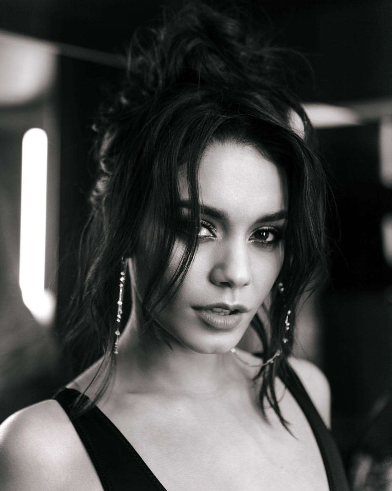 Vanessa Hudgens in Sexy Black Swimsuit on a Music Video Set