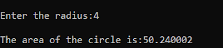 C program to calculate the area and perimeter of a circle,where radius is a input|E-studyblog|