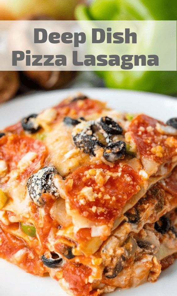 Deep Dish Pizza Lasagna combines two of your favorite dinner obsessions. This is where pizza and pasta lovers will find heaven on a plate. It's easy to customize the toppings too!