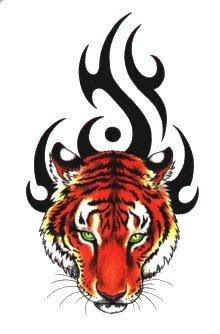 Tiger Face & Tribal Logo Tattoo Design