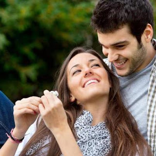 smiling girl with her boyfriend