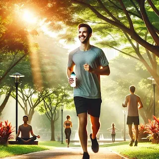 "Reggeli edzés a természetben: energikus napkezdés, fitten és egészségesen.-"Morning workout in nature: energetic start to the day, fit and healthy."