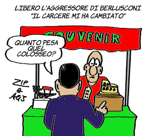 berlusconi, duomo, colosseo, aggressione, vignetta, satira