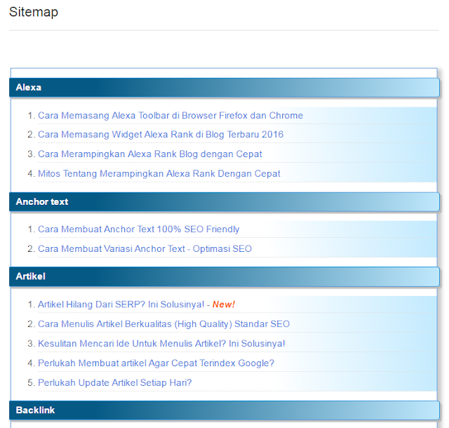 cara membuat sitemap di blogger / blogspot