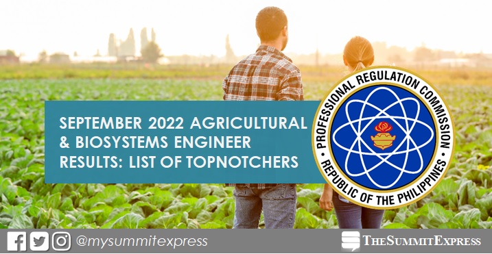 TOP 10 PASSERS: September 2022 Agricultural Engineering board exam result