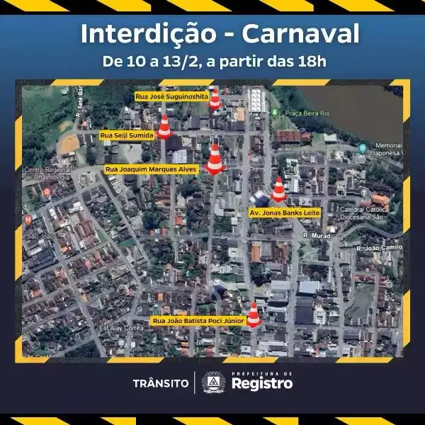 Aviso de Interdição – Carnaval 2024 em Registro-SP