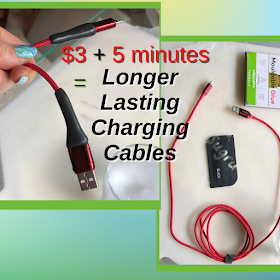 Apple Lightning to USB iPhone charging cables before and after reinforcing the strain relief with Sugru moldable rubber glue