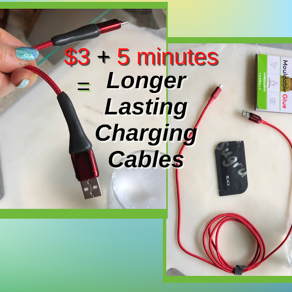 Apple Lightning to USB iPhone charging cables before and after reinforcing the strain relief with Sugru moldable rubber glue