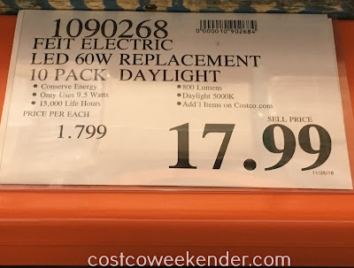 Deal for Feit LED 60 Watt Replacement Daylight Bulbs at Costco