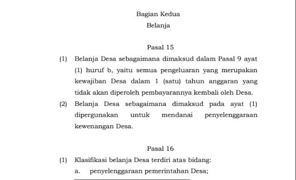  Belanja Desa sebagaimana dimaksud dalam Pasal  Belanja Desa Menurut Permendagri 20 tahun 2018 