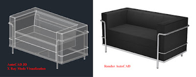 Gambar AutoCAD 3D 2 Seater Sofa Render
