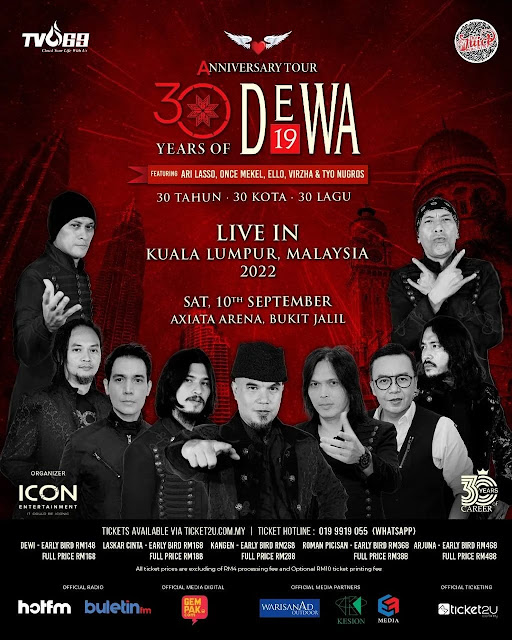 TIKET ANNIVERSARY TOUR 30 YEARS OF DEWA 19 MULA DIJUAL HARI INI