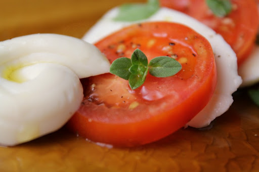 Homemade Mozzarella with Tomatoes and Marjoram
