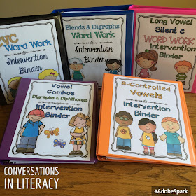 Phonics Word Work Intervention Binders for RtI intervention groups or guided reading groups