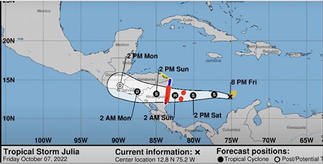 La tormenta tropical Julia se fortalece en el Caribe