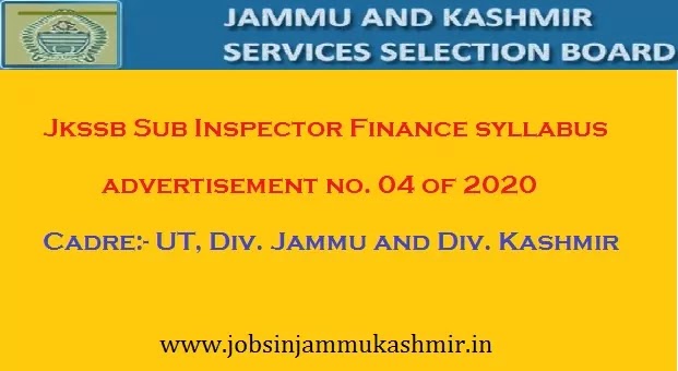 Jkssb sub inspector finance syllabus 2021