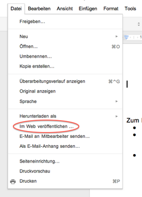 Google Docs Dokumente als Webseite veröffentlichen