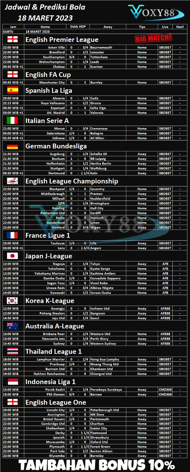 Jadwal bola hari ini