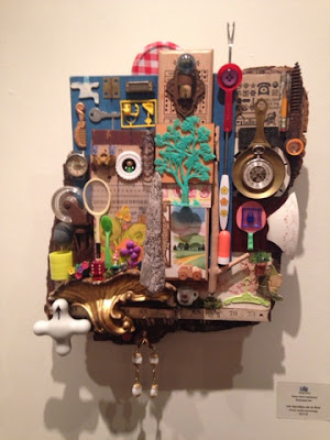 Mixed media collage at UForge Art Gallery in August 2015