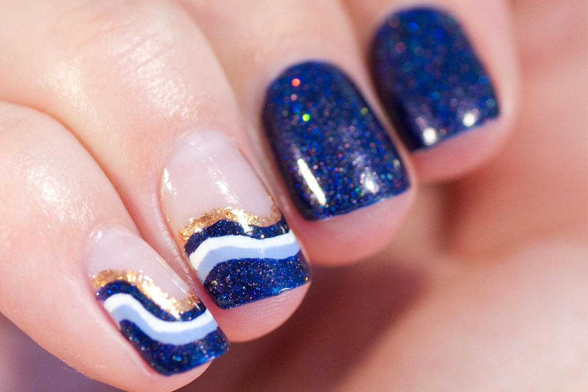 Wavy Stripes Nail Art with FUN Lacquer Moonlight Nocture