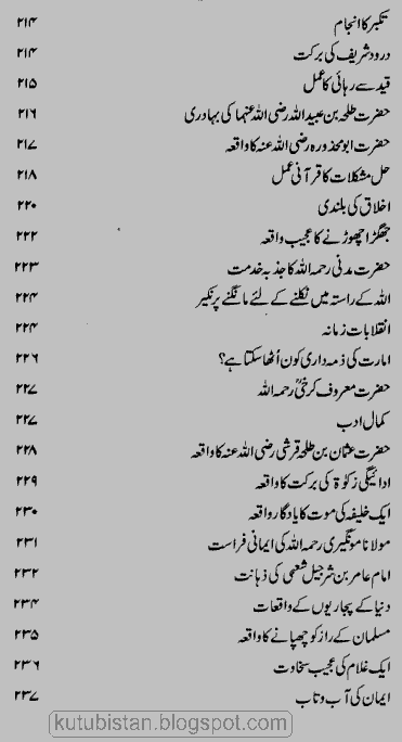 Contents of Yadgar Waqiat Pdf Urdu book