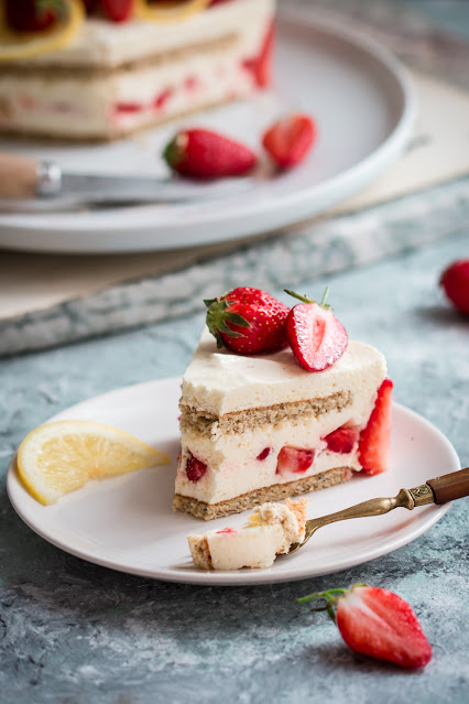 Fraisier, crème chiboust au citron