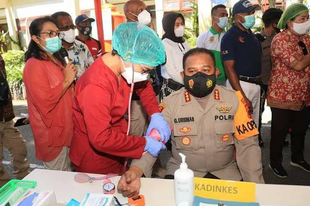 Polresta Jayapura Partisipasi Pencanganan Perdana Vaksin Covid-19