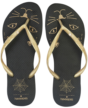 havaianas slim Charlotte Olympia Kitty preto