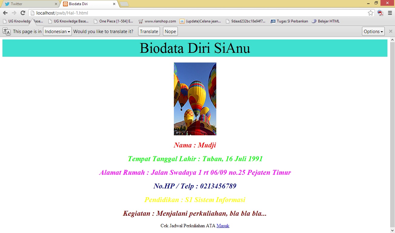 Contoh Program Sederhana dengan HTML  MUDJI