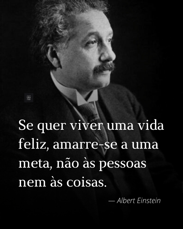 Se quer viver uma vida feliz, amarre-se a uma meta, não às pessoas nem às coisas. — Albert Einstein