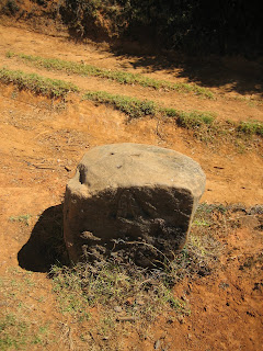 Inscribed stone in Toda tribal village, Niligiris, India
