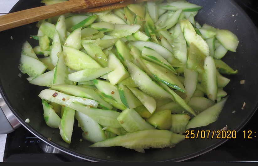 stir fry cucumber over high heat