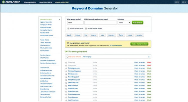 Name Station keywords domain name generator 2021 for website and blog